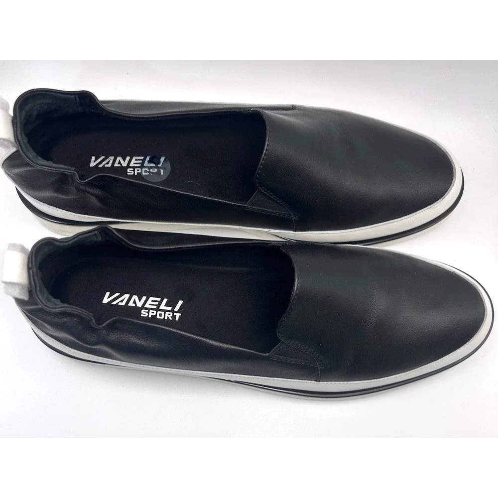 Vaneli Sport Quin Slip-On Black/White Sporty Wedge Old Money Classic S 10
